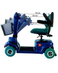 Scooter eléctrico Auton. 34 km 4 Ruedas Asiento Giratorio y Plegable  12V  Azul Piscis Mobiclinic