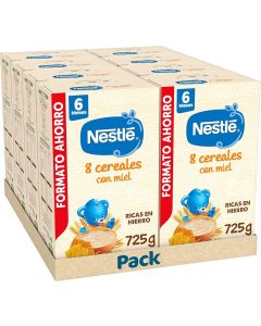 Nestlé Papilla 8 Cereales Miel 725g, a partir de los 6 meses, 6 x 270 g